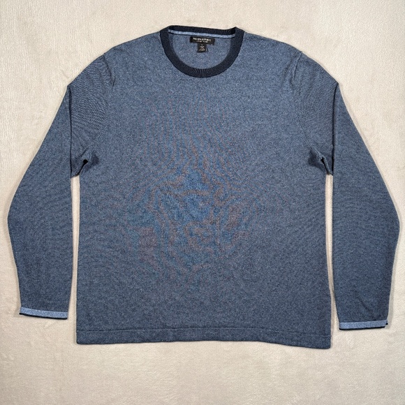 Banana Republic Sweater Mens Size Large Navy Luxury Silk Blend Crewneck - Picture 1 of 12